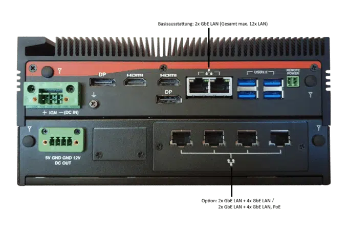 Box-PC Tiger C-M2 front, mit bis zu 12x LAN